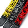 Cotton Embroidery Guitar Strap with Genuine Leather Ends for Acoustic Electric Guitar Bass
