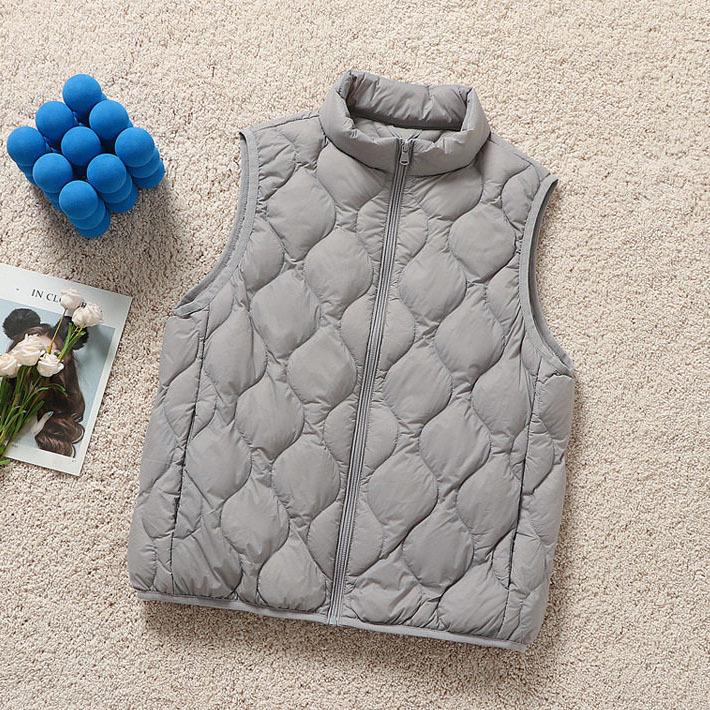 Thin and light hooded stand-up collar rhombus down jacket women's winter fashion warm white duck down casual top tide