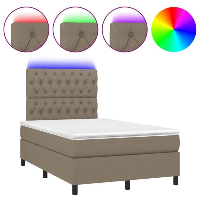VidaXL Slatted Bed Base with Mattress and LED, Upholstered Bed, Double Bed, Adult Bed for Interior Bedroom, 3135105