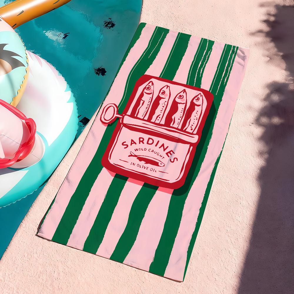 Colorful Sardine Lobster Fish Ocean Towel Quick Dry Soft Yoga Swimming Fitness Mountain Climbing Large Beach Towels