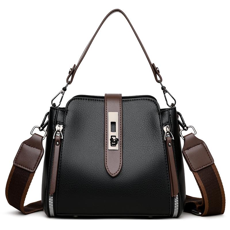2025 Women's Fashion Bucket Bag: Soft Leather, Crossbody & Shoulder Strap