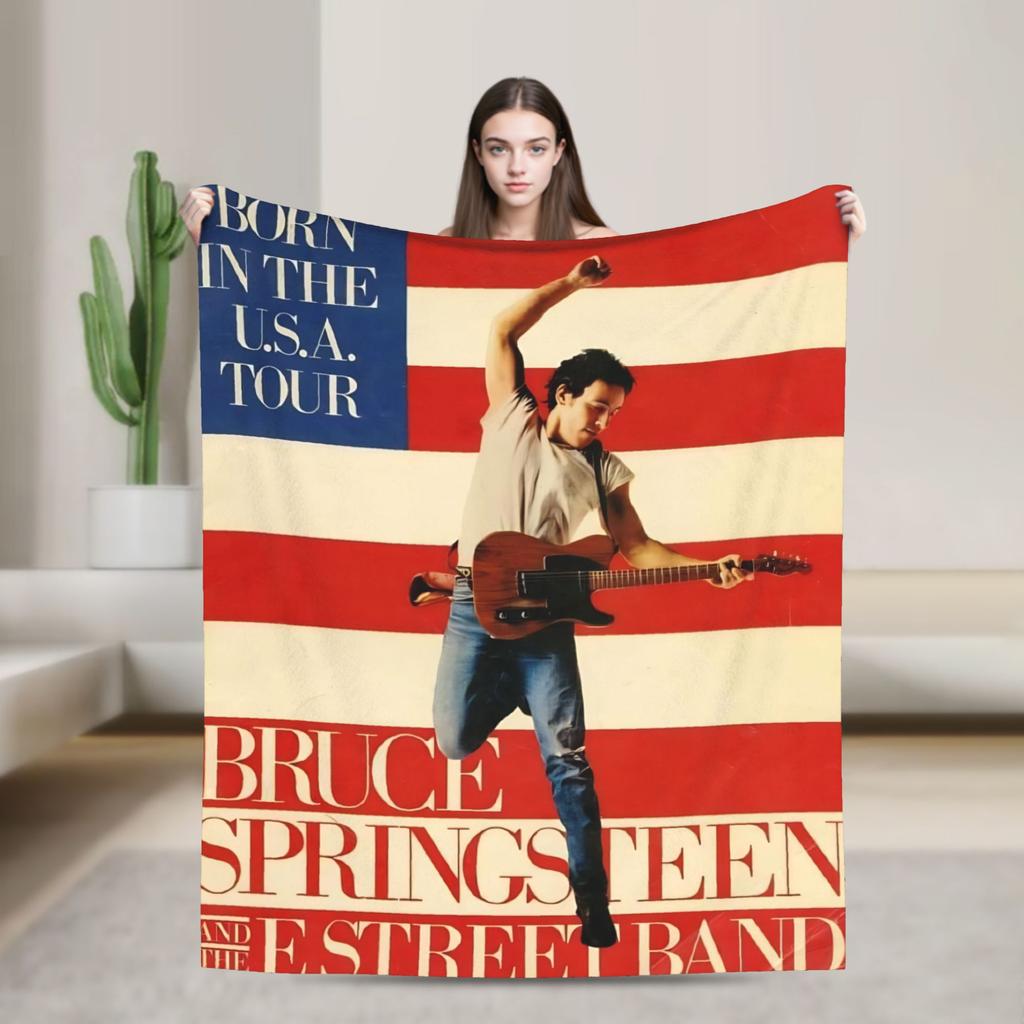 Bruceed Springsteened Concert Tour Blanket Quality Warm  Throw Blanket Winter Picnic Couch Chair Novelty Bedspread