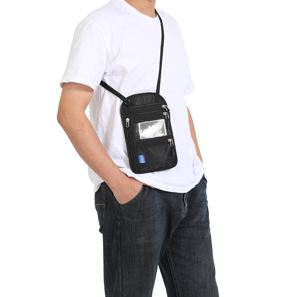 Transgraniczny uchwyt na paszport z RFID na szyję i ochraniacz na dokumenty