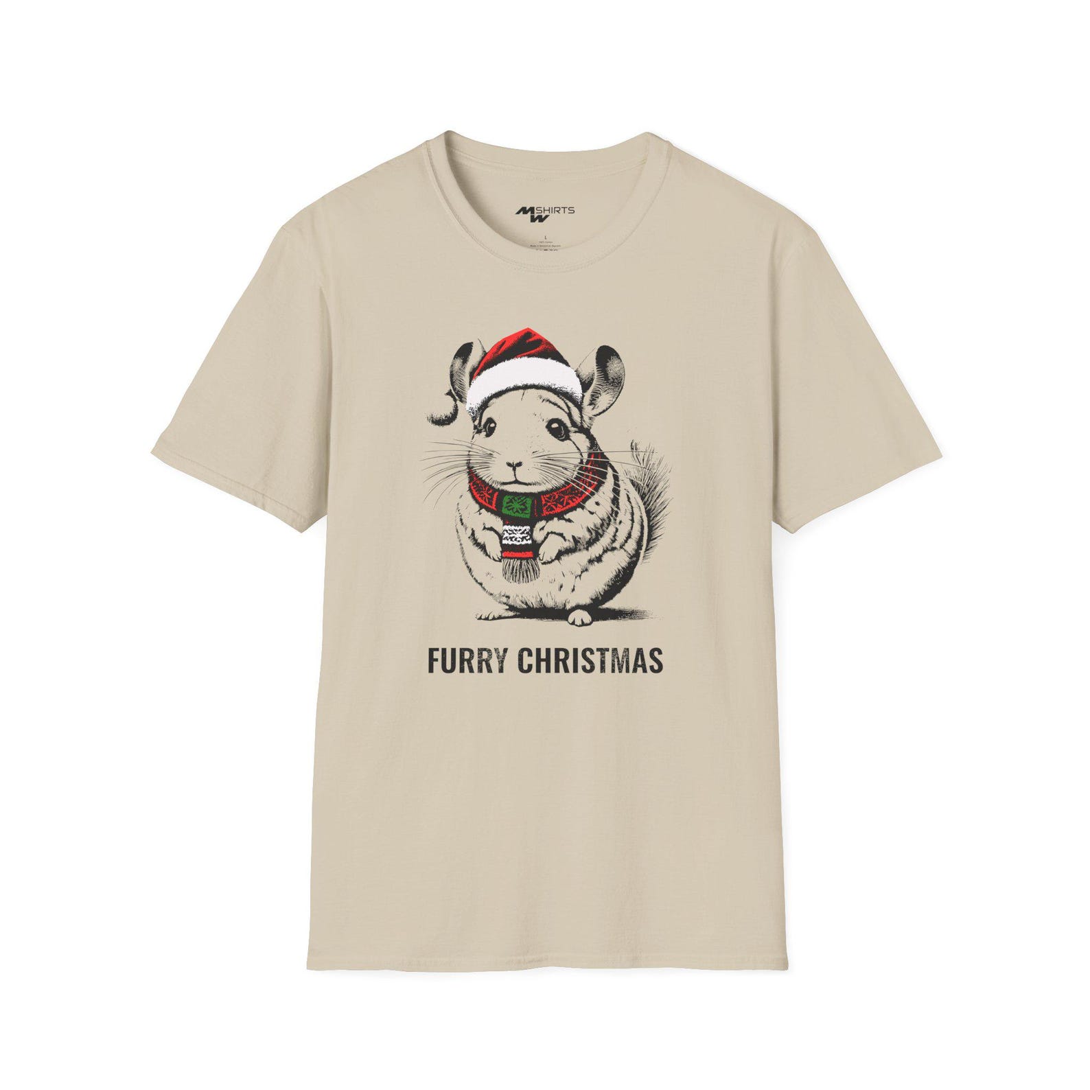 Christmas Chinchilla T-Shirt: Engraving-Style Holiday Tee 2XL