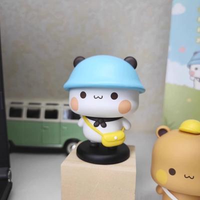 Niedliche PVC-Pandabär-Figur Cartoon-Geschenk Sammlerstück Anime-Ornament Bubu Dudu Tier Auto-Innenraumdekoration