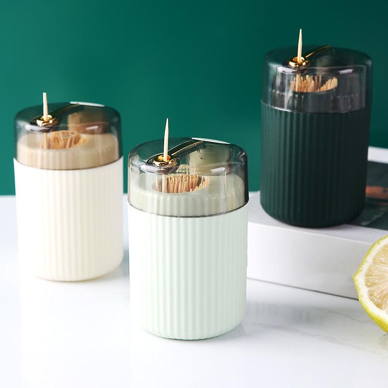 1PC Push-to-Eject Toothpick Holder Plastic Toothpick Holder Suitable for Toothpick Storage Box Living Room Decoration