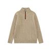 Mens Half-Zip Stand Collar Sweater Loose Fit Streetwear Style Solid Color Twisted Knit Pullover Fall Winter