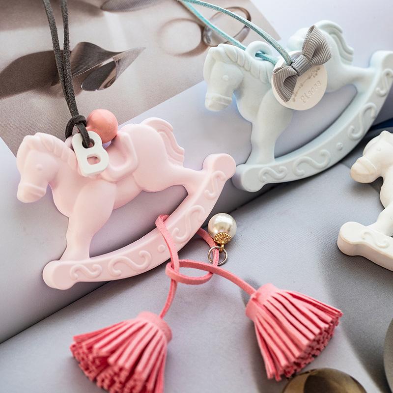 Car Rearview Mirror Pendant Aromatherapy Stone Gypsum Horse Decoration Presents