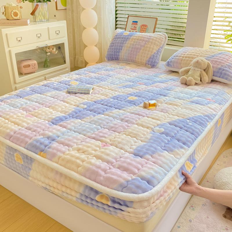 Třída A Plyšové prošívané prostěradlo s bublinkovým králíčkem - Silný protiskluzový all-inclusive chránič matrace na jednu postel