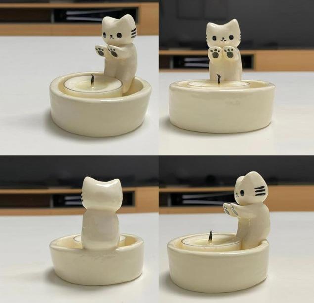 Candle Holders 1PC Cartoon Kitten Decoration Home Decoration Bedroom Living Room Dining Room Kitchen
