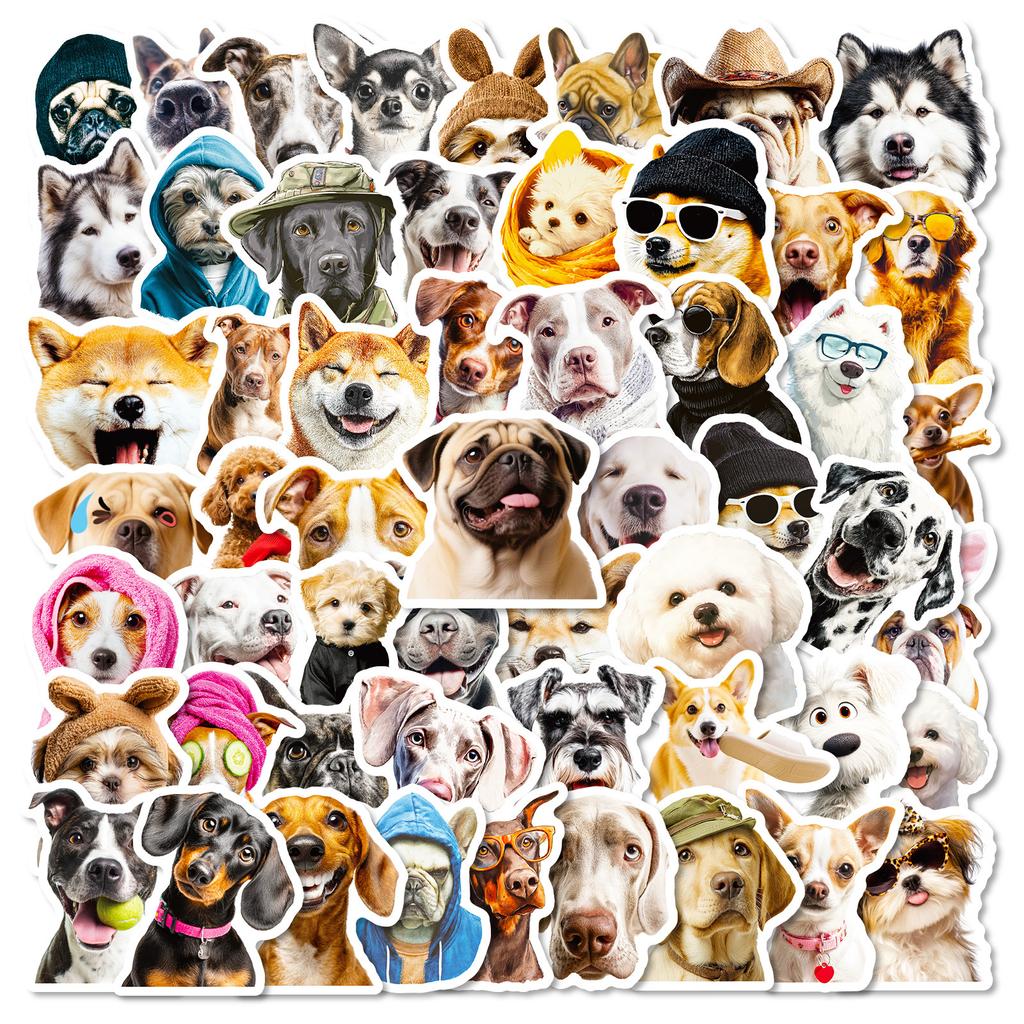 56 Cute Realistic Puppy Emoji Graffiti Stickers Creative Funny Water Cup Luggage Stickers