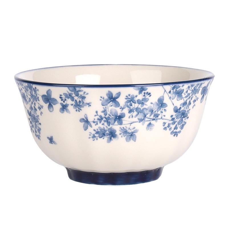 Shunxiang Jialan English Retro Ceramic Bowl & Plate Set - Underglaze Tableware for Soup & Rice.