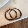 Vintage Leopard Print Velvet Circle Earrings: Fashionable Exaggerated Hoops, High-End Hong Kong Style for Women