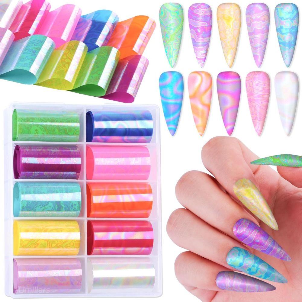 Marble Print Transfer Stickers Aurora Snake Nail Art Stickers Hot Nail Decals Nail Decorations