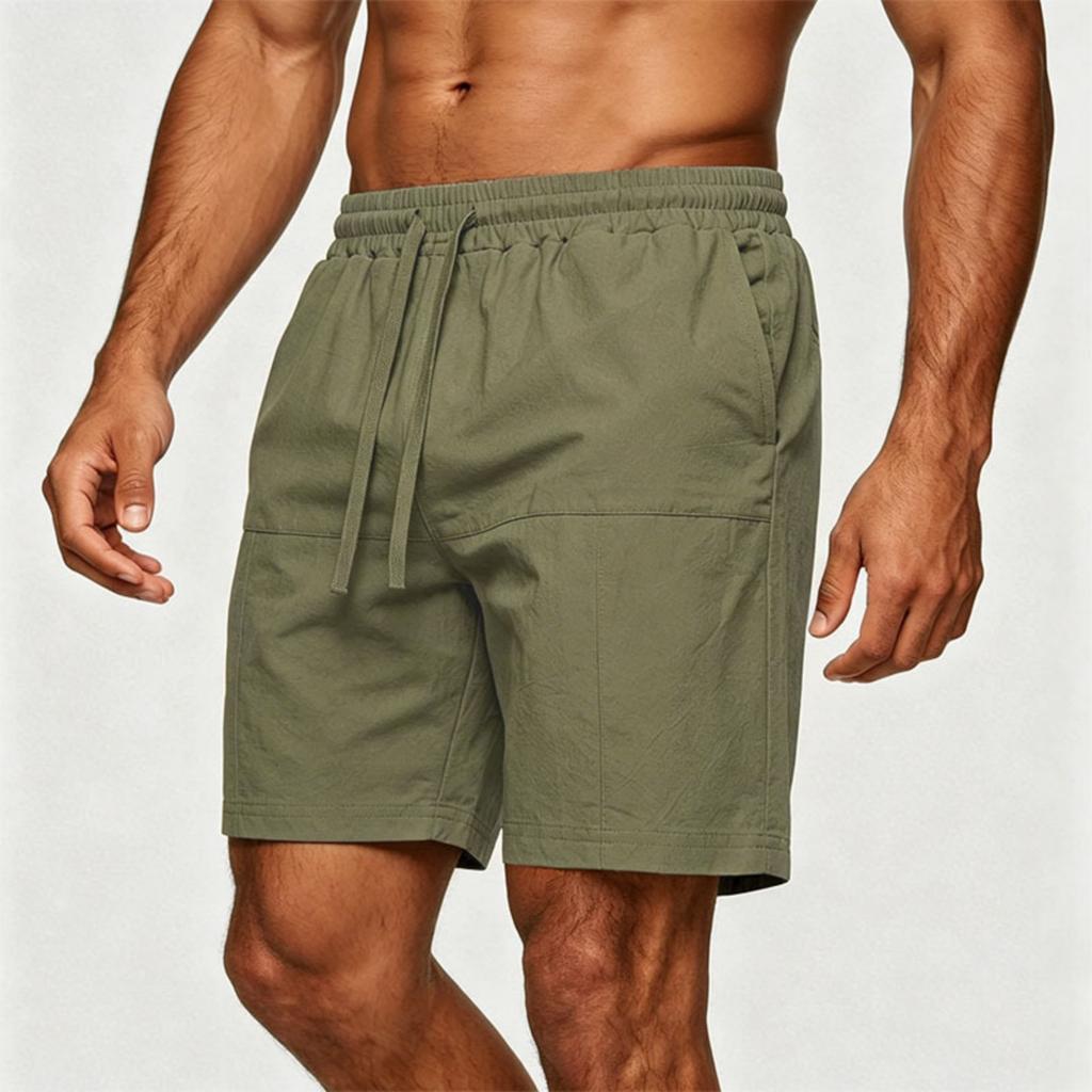 Men Linen Lightweight Breathable Shorts Drawstring Waist Relaxed Fit Elastic Casual Beach Fitness Shorts for Vacation Workout