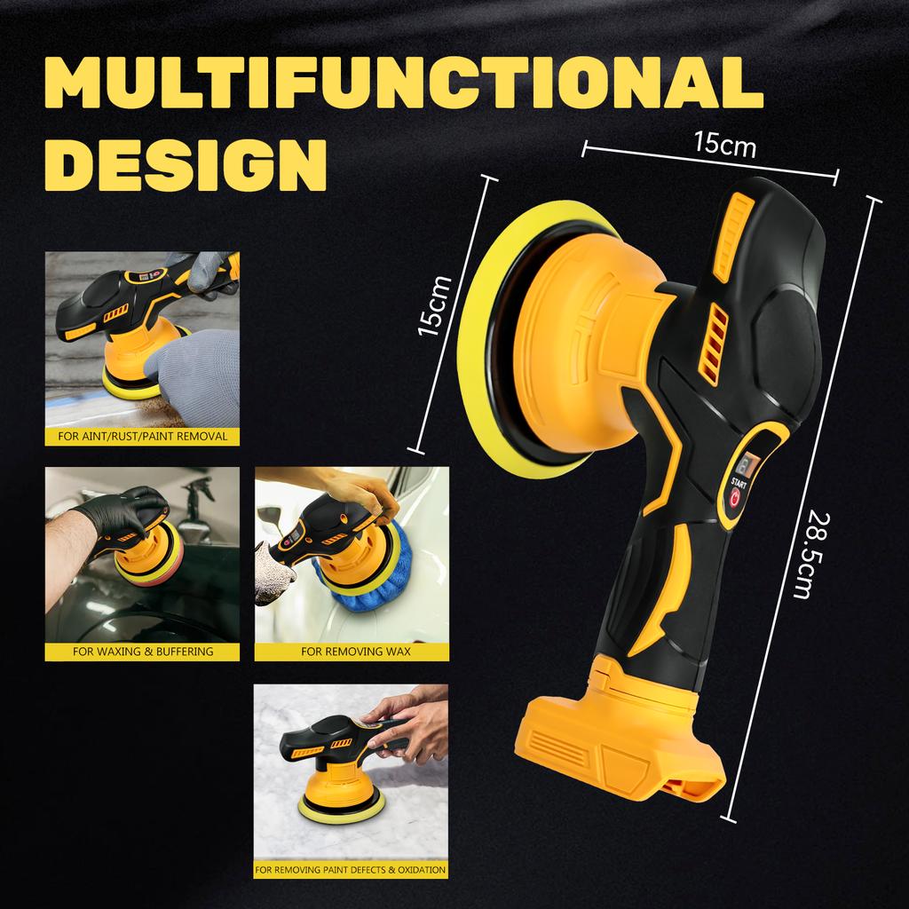 Cordless Automotive Polisher 8 Variable Speed 5000RPM for Automotive Detailing Polishing Waxing Fit for Dewalt 20V Battery (No Battery)
