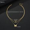 3Pcs/Set Bowknot Beads Pendant Necklace for Women Elegant Gold Color Multilayer Necklaces Sets Fashion Summer Waterproof Jewelry