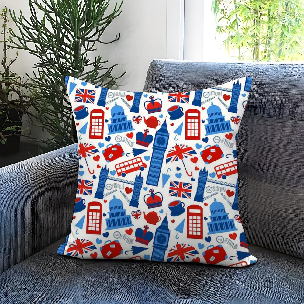 LOVE England Printed Cushion Cover Comfortable Reversible Pillow Cover Ideal for Car Sofa Bedroom & Beyond