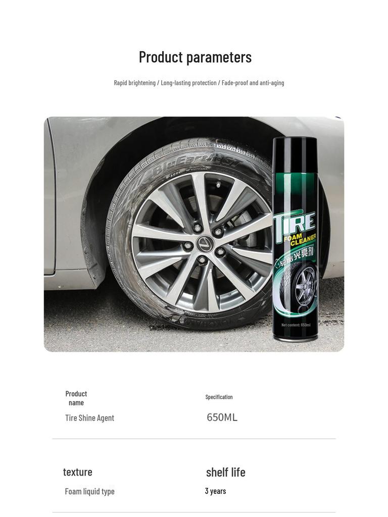 Car Tire Wax & Brightener: Foam Cleaner & Waterproof Maintenance for Anti-Aging