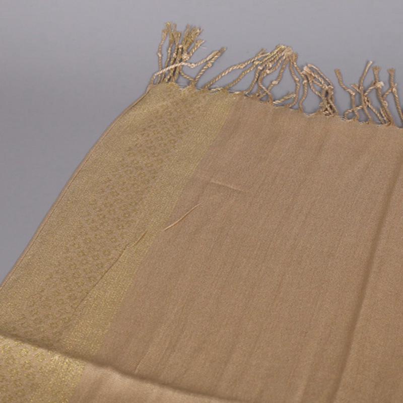 Monochrome Cotton and Linen Tassel Golden Silk Fashion Shawl Spring and Autumn Dual-purpose Scarf Headscarf