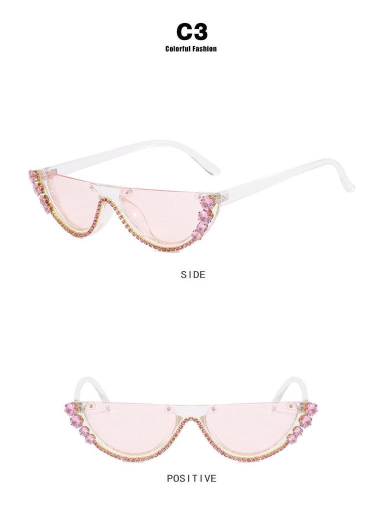 2023 Semi-Rimless Rhinestone Sunglasses - New Trendy European & American Street Style, Internet Celebrity-Inspired
