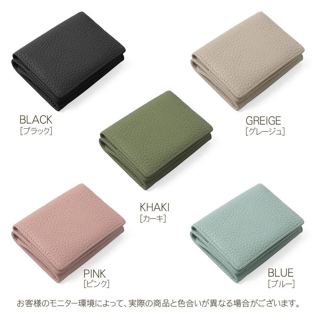 Genuine Leather Mini Wallet for Coin Card Black [Blanpomme] Anti-Skimming Tri-fold Women, Purse, Case, Bp-1057