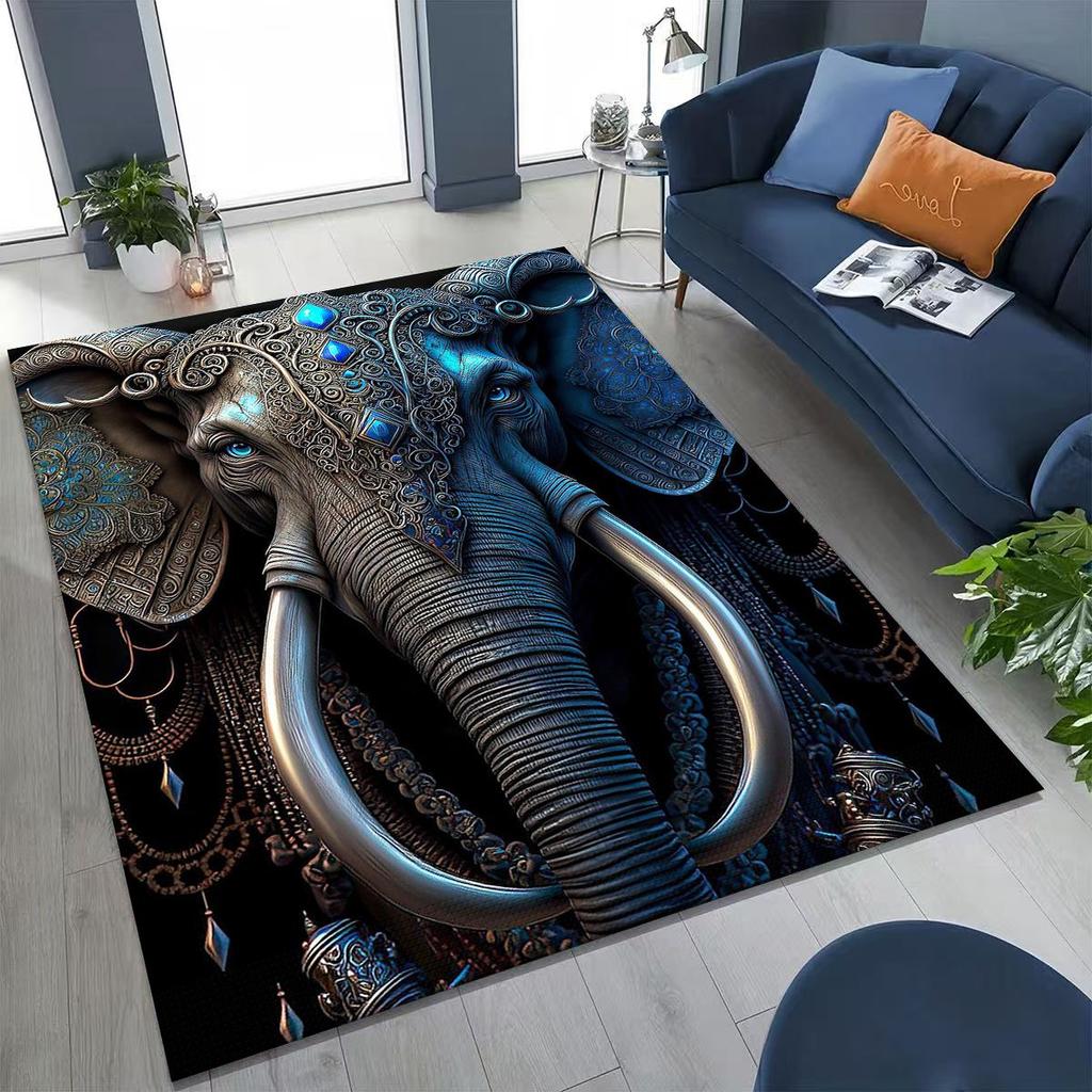 27 Stil Weisheit Elefant Cartoon Teppich für Schlafzimmer Wohnzimmer Sofa Zuhause Fußmatte Dekor,Große Kinder Spiel Anti-Rutsch Bodenmatte Geschenk