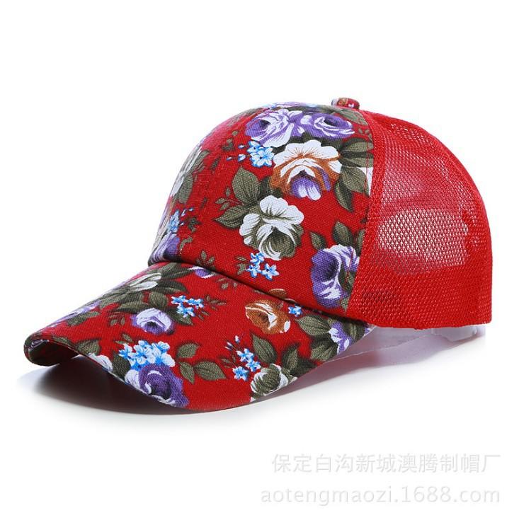 Hat Summer Ladies Baseball Cap Sunshade Sunscreen Floral Mesh Cap, Starting from Approval