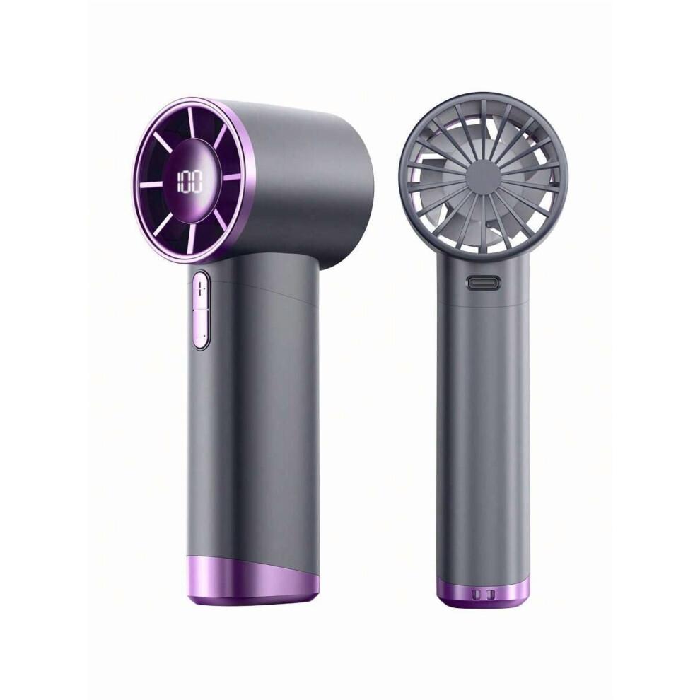 Portable Handheld Fan, 1-100 Speed Adjustable, 3000mAh Rechargeable, Metal Body, Digital Display, for Travel/Camping/Outdoor – Grey