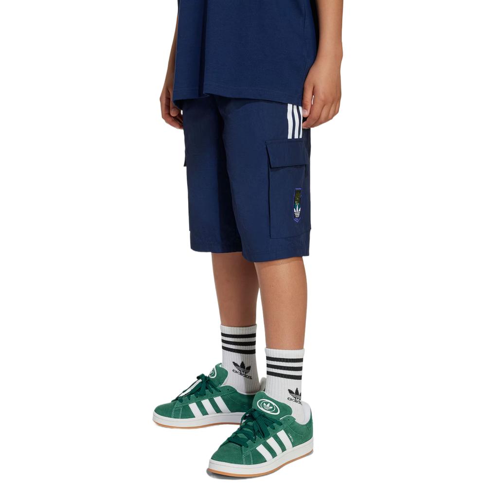 adidas Originals X Minecraft Collaboration Cargo Shorts Comfortable Fashion Trendy Versatile Shorts Kids Shorts Deep-Indigo KD9833