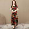 Retro Print Slimming Knee-Length Pullover Dress - Summer Plus Size