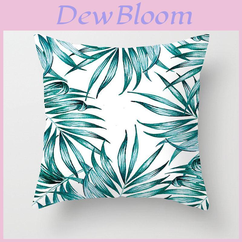 Luxurious Green Tropical Plants Palm Tree Leaves Linen Pillow Case Cushion Cover 18"x18