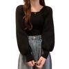 High-End Puff Sleeve Square Neck Sweater - Autumn/Winter Slim Fit Versatile Top
