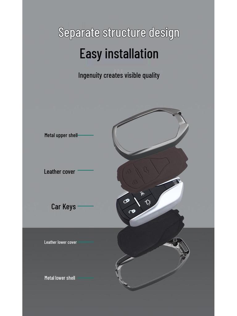 Hanteng X7/X5/X7s Key Case: Metal Shell Car Remote Bag with Men's Buckle