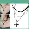 Necklace Gothic Layered Crosses Elegant Crosses Charm Necklace With Multi Layer Design For Fashion Forward Women