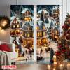 2pcs 2D flat printing Christmas Drapes Vintage Village Versatile Fabric Without Electricity Festive Wall Decor Use for Indoor