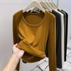 "2025 Autumn/Winter U-neck Thin Fleece Women's Long-sleeved Top: European Style with Exposed Collarbones”