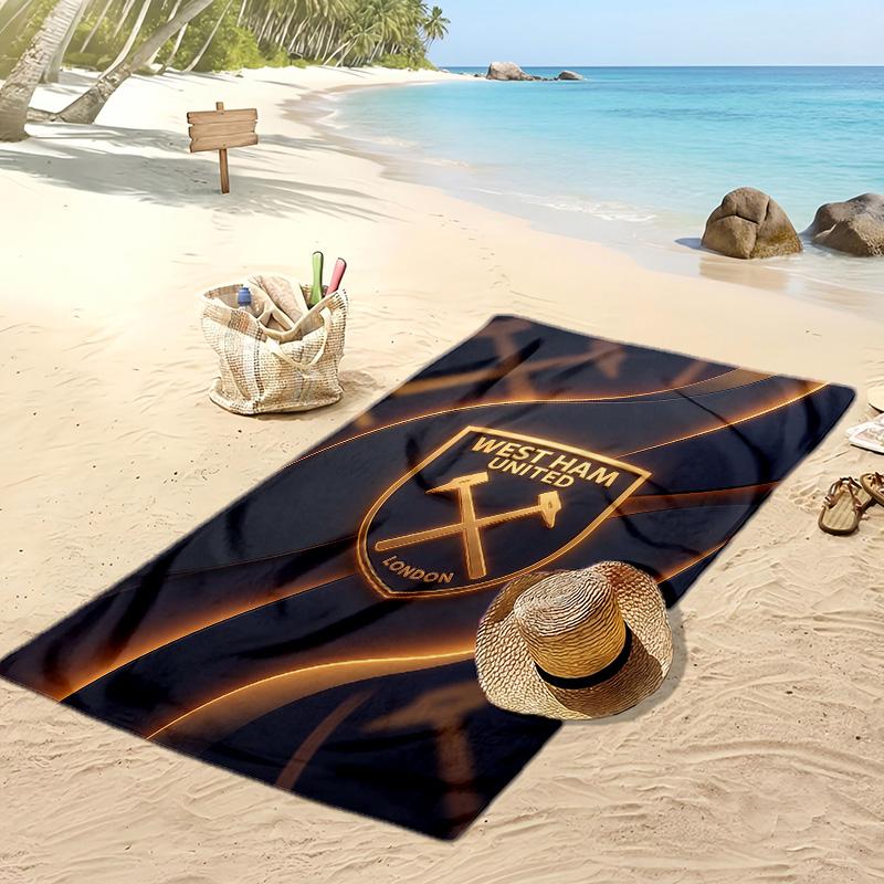 West Ham United Fußball-Print Strandtuch, Großes Weiches Schnelltrocknendes Handtuch für Strand Camping Schwimmen
