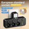 EU Plug Power Strip with Switch Control LED Night Light Anti-Surge Power Distribution Socket for Office Use