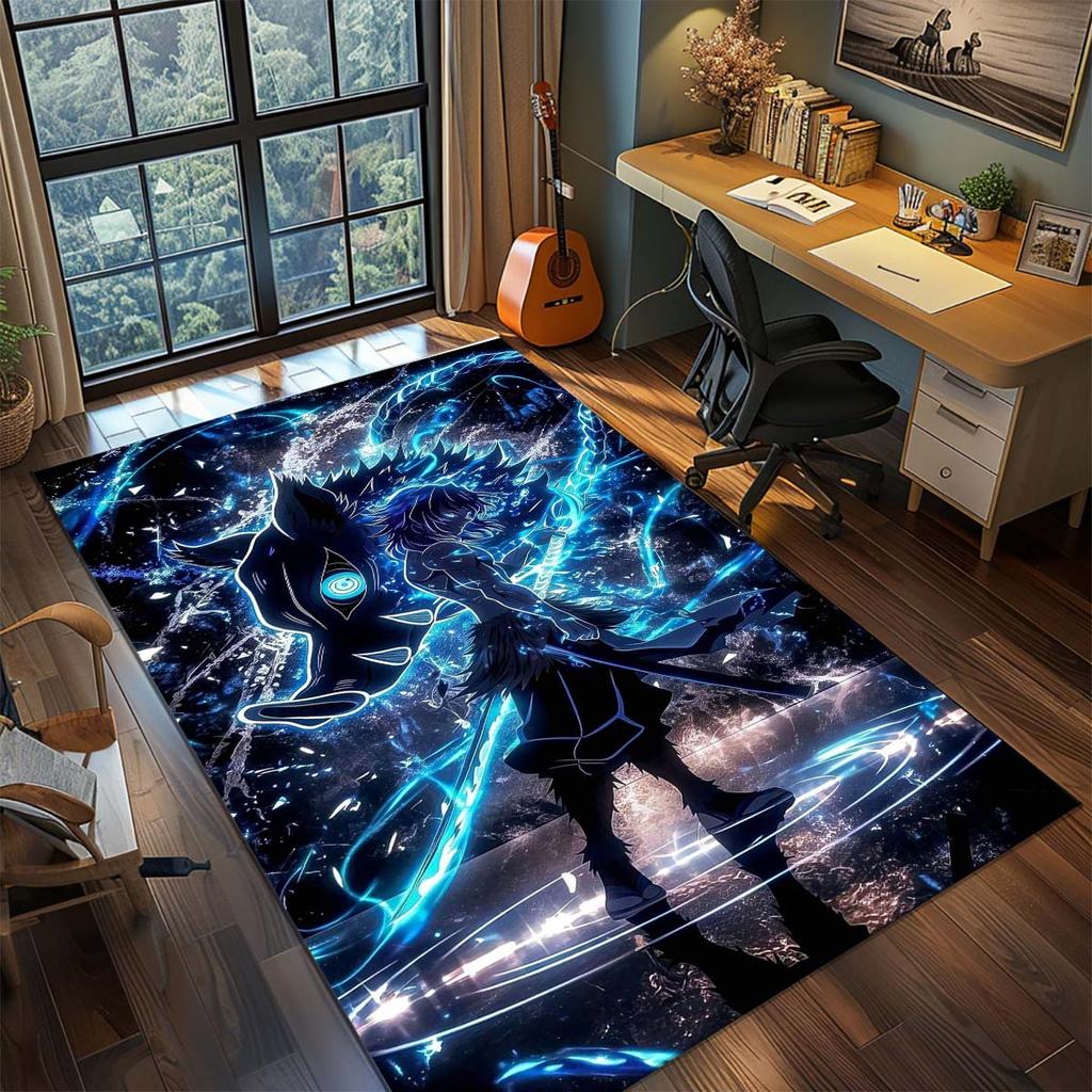 Demon Slayer Anime Rug Carpet Large Area Rug Non Slip Washable Floor Mat Gamer Room Bedroom Home Decor -QJY