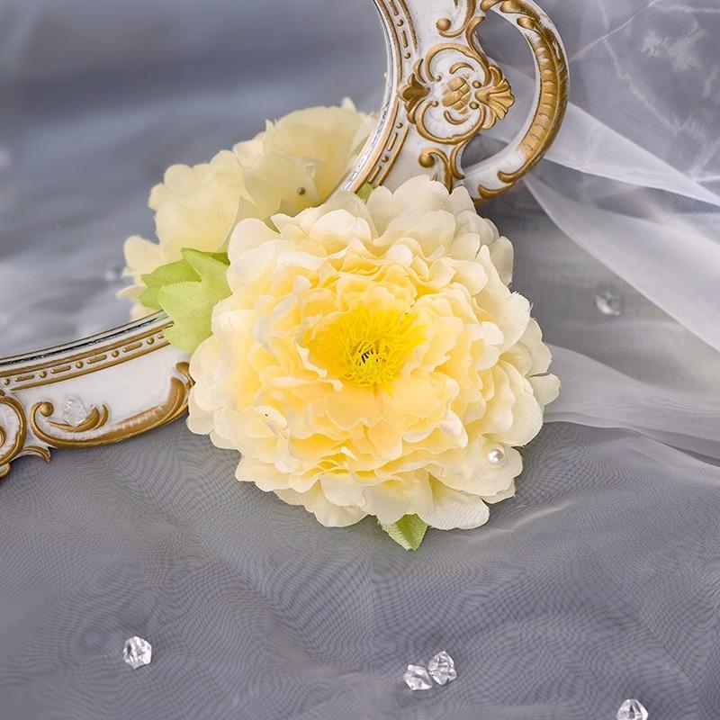 Peony flower, Hanfu headgear hairpin antique silk flower fresh jewelry accessories flower hair accessories headgear clip