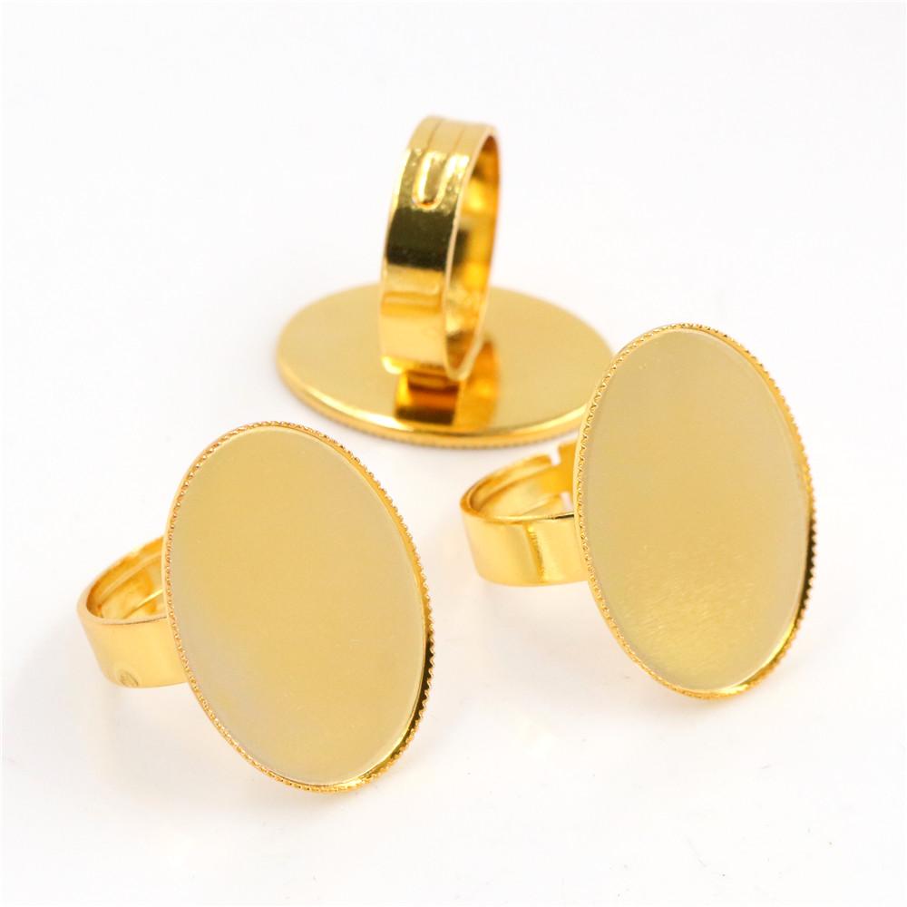 30x40mm 13x18mm 18x25mm 8 Colors Plated Brass Oval Adjustable Ring Settings Blank/Base,Fit 30x40mm Glass Cabochons