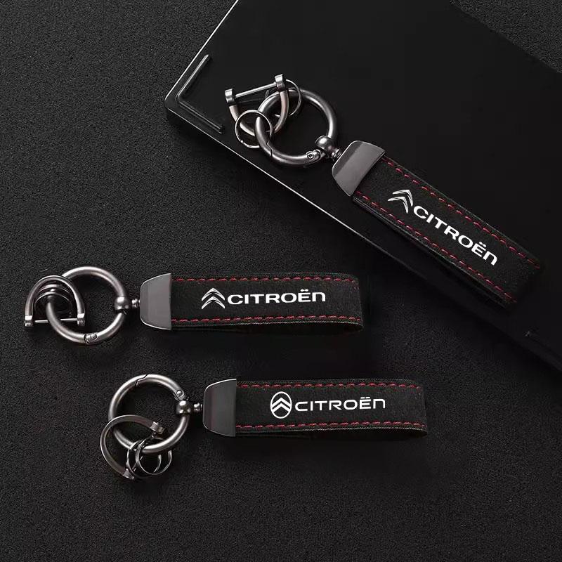 MVDC1 With Car Logo Key Accessories Man Suede Keychain Keyring For Citroen Celysee C6 C3 C5 C1 C2 C4 Aircross Picasso Cactus Berlingo