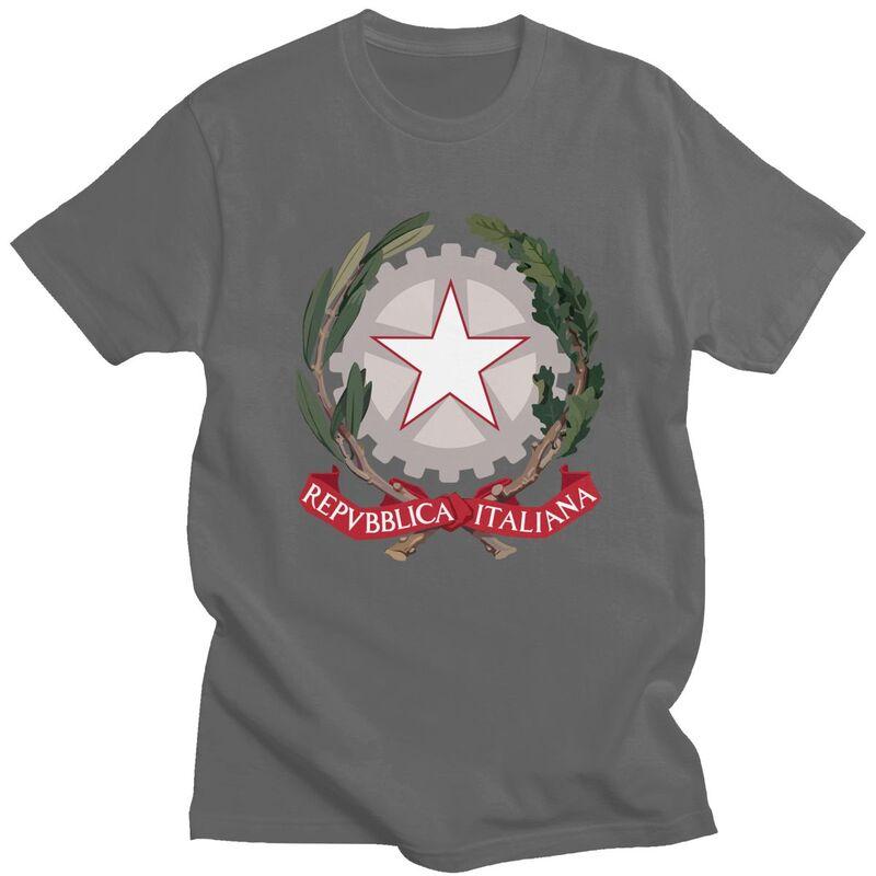 Custom Emblem Of Italy T Shirts Men 100 Cotton Tees Italian Flag Tshirt ShortSleeve Fashion Tshirt