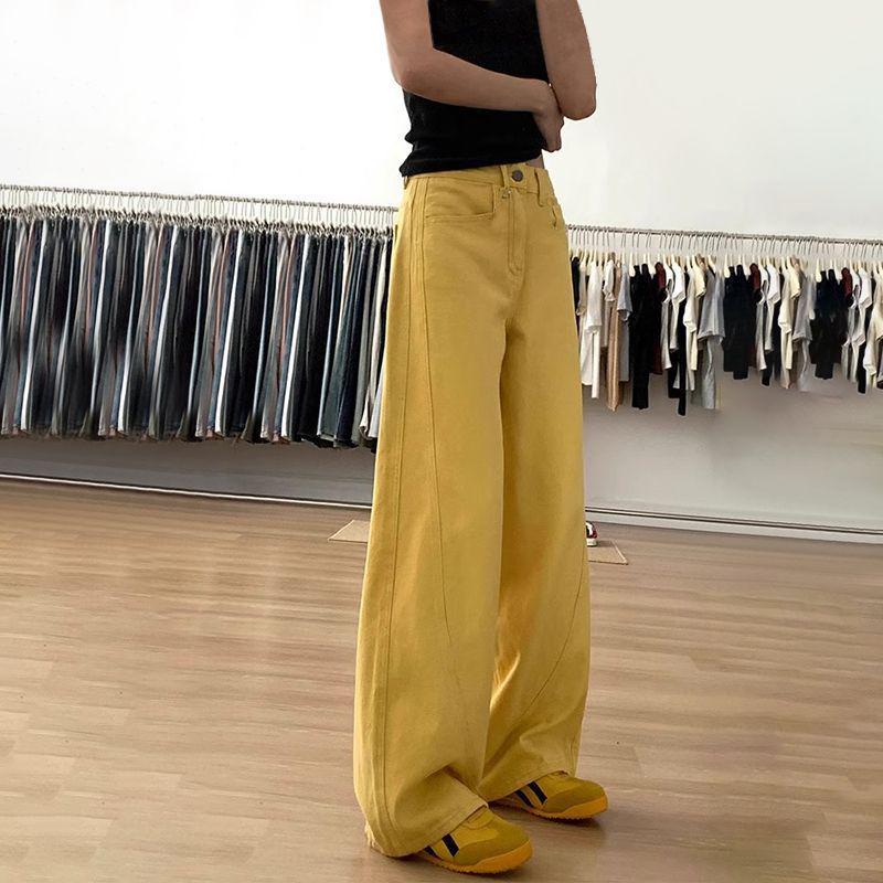 

Sky Blue High Waist Wide-Leg Jeans: Women s Loose Fit, Slimming, Floor-Length, Versatile for Early Spring XS