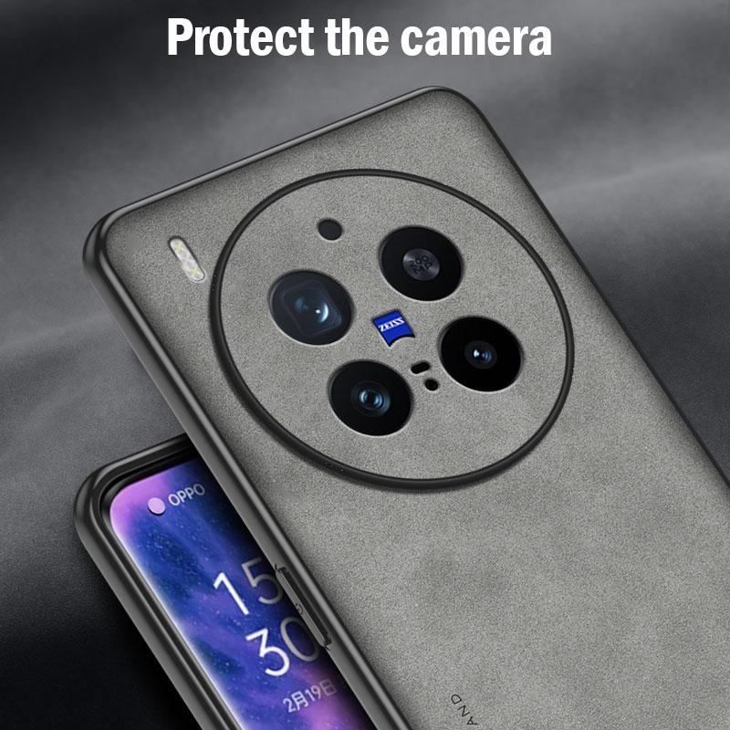 Frosted PU-Leather Funda for VIVO X300 Pro / X300 Case Matte Hard Plastic Full Protection Phone Cover