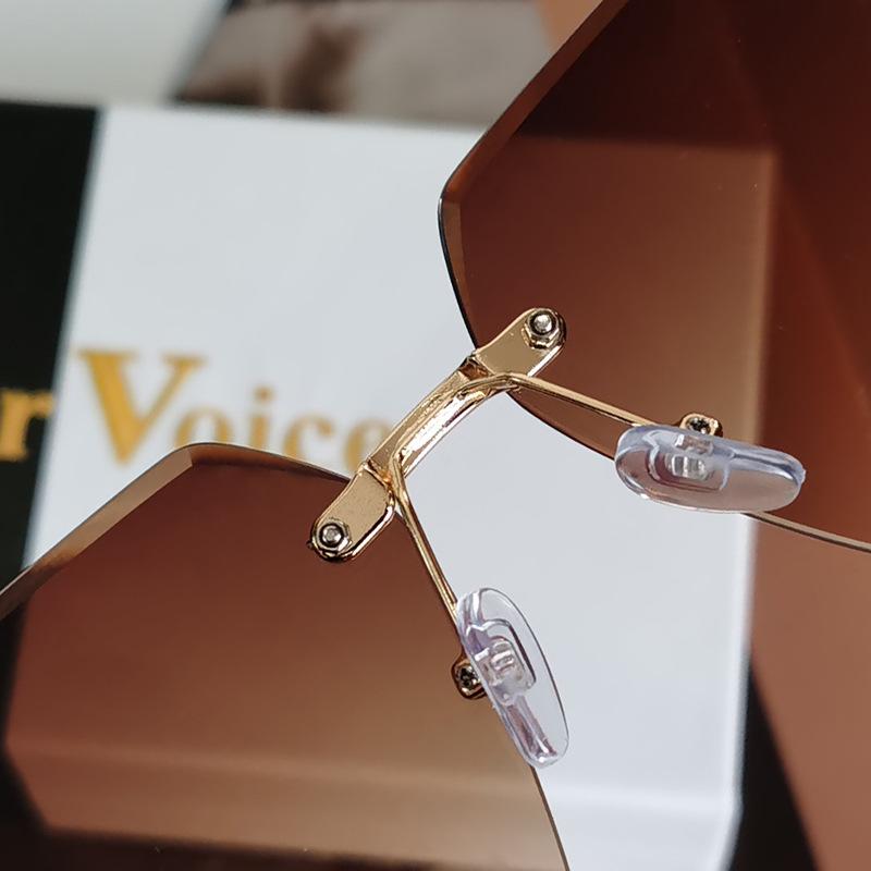 Frameless Trimmed Sunglasses, Fashionable And Simple Sunglasses, Women'S High-End Retro Square Sunglasses