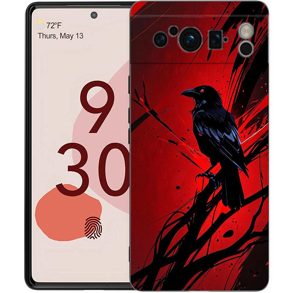 Phone Case Cover for Google Pixel 10 9 8 7 6 7A 6A Pro Shockproof Soft TPU 10 9 Pro XL Shell Capas Fundas Black Raven Coque Bags