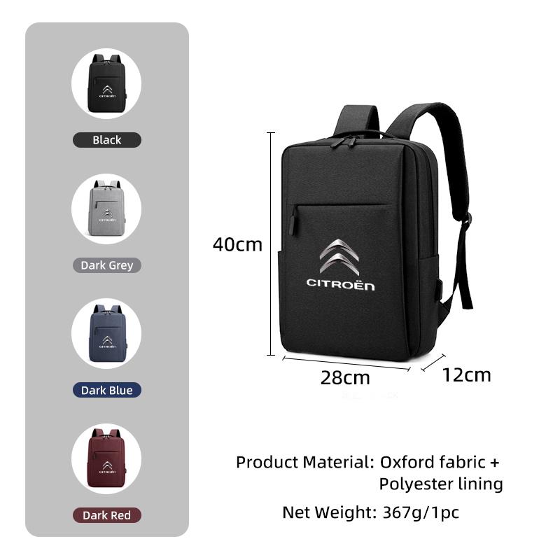 Bolsa para Laptop em Tecido Oxford para Carro Mochila Escolar Recarregável por USB Estojo para Tablet Para Citroen C4 C3 C5 C1 C2 Berlingo Celysee Cactus