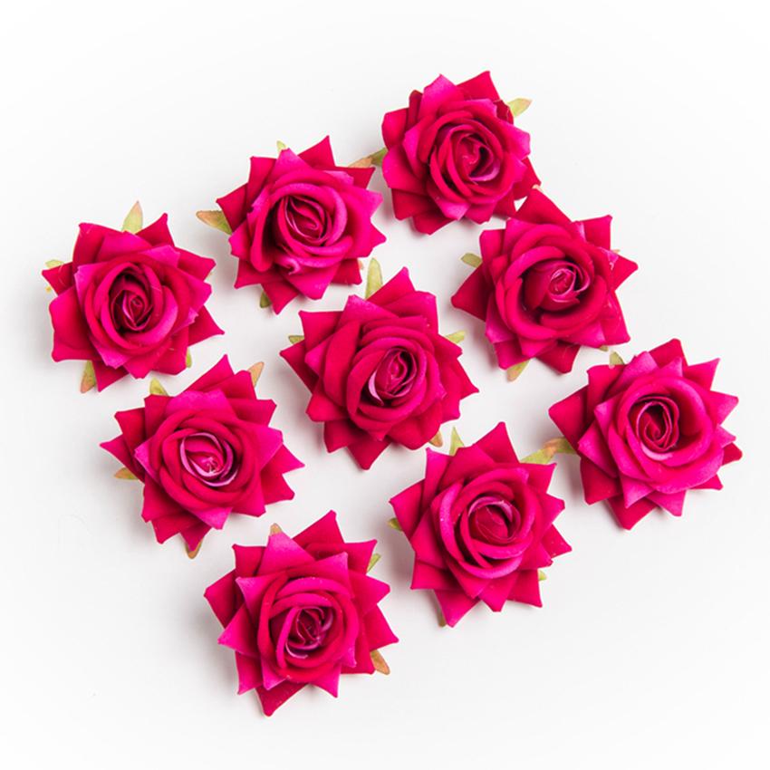 50/100Pcs Artificial Flower Wedding Decor Christmas Wreath Silk Rose Diy Home Vase Outdoor Garden Wall Diy Gift Candy Scrapbook